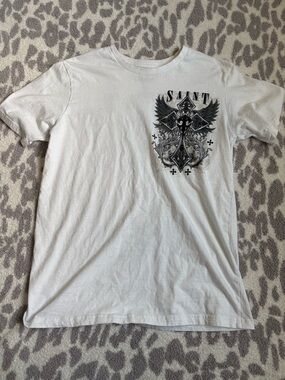 mens graphic cross white tee